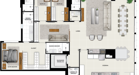 Blanc Casa Design - Apartamento de 3 quartos 165m no Setor Bueno em Goinia