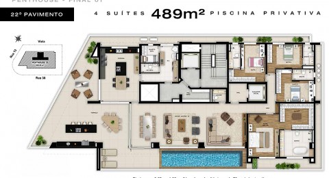 Opus Penthouses - Apartamento de 4 quartos 226m no Setor Marista em Goinia