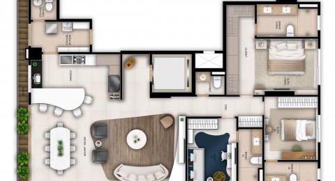 Fluence Marista Space & Design - Apartamento de 3 quartos 149m no Setor Marista em Goinia